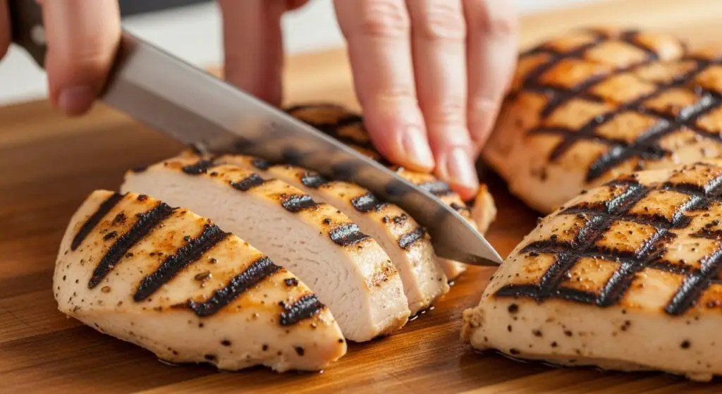 A vibrant flat lay of chopped salad ingredients: diced cucumber, halved cherry tomatoes, crumbled feta, Kalamata olives, sliced red onion, and diced avocado, ready for the Grilled Chicken Salad recipe.