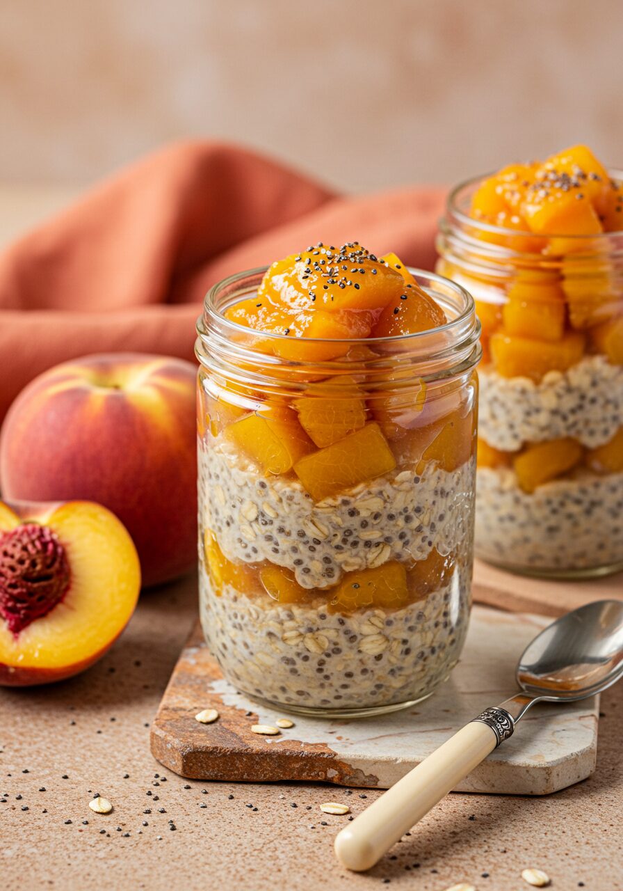 Peach Pie Overnight Oats recipe