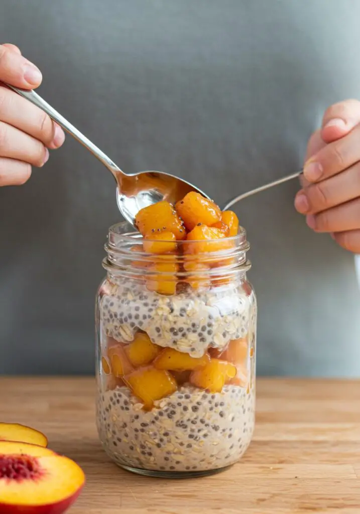Peach Pie Overnight Oats recipe