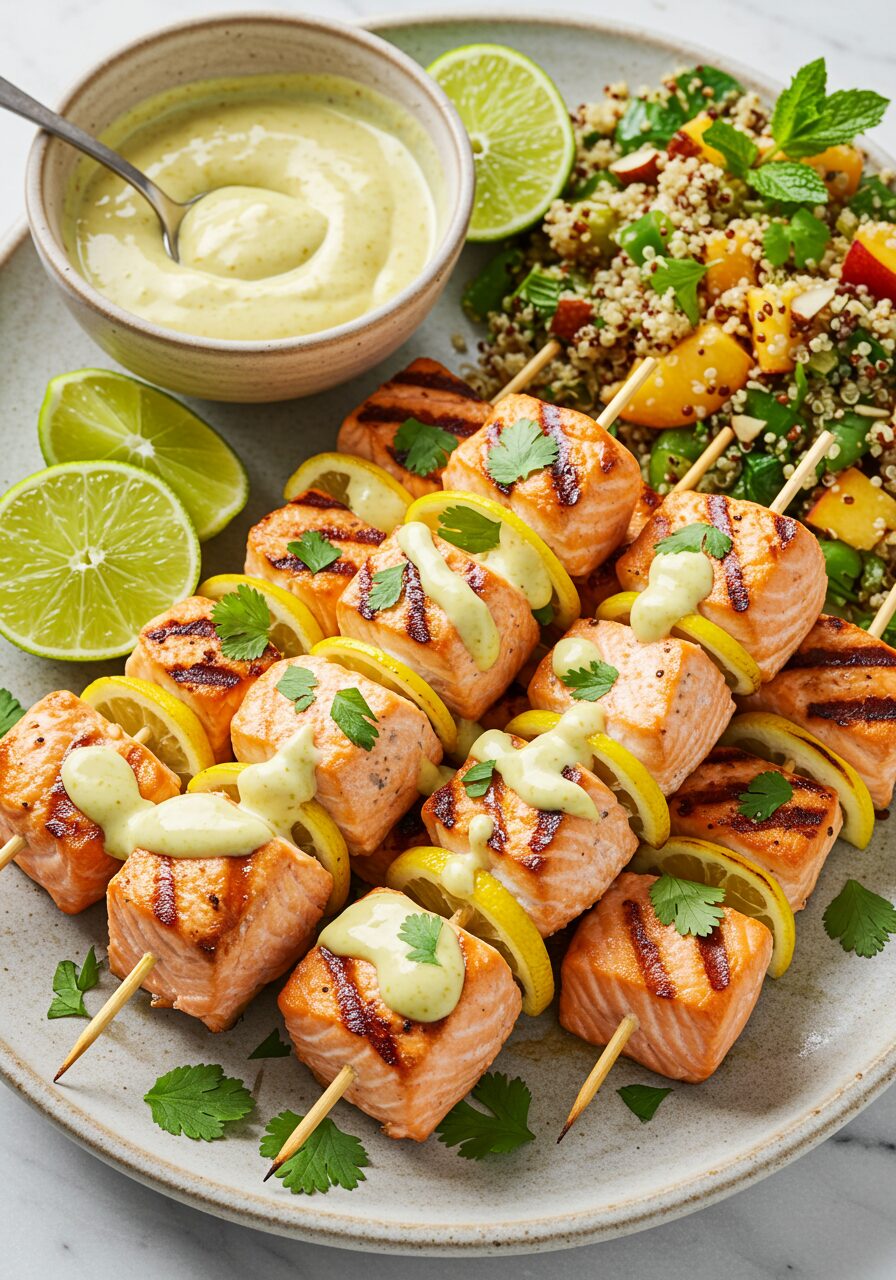 Grilled Salmon Kebabs