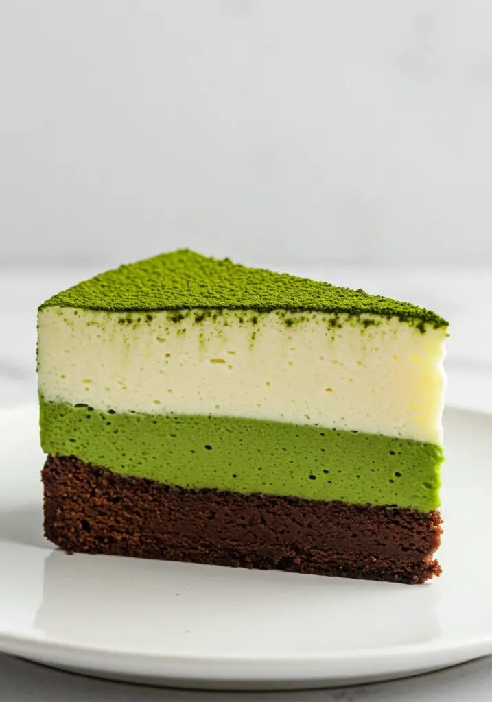 gluten-free Matcha White Chocolate Mousse Cake