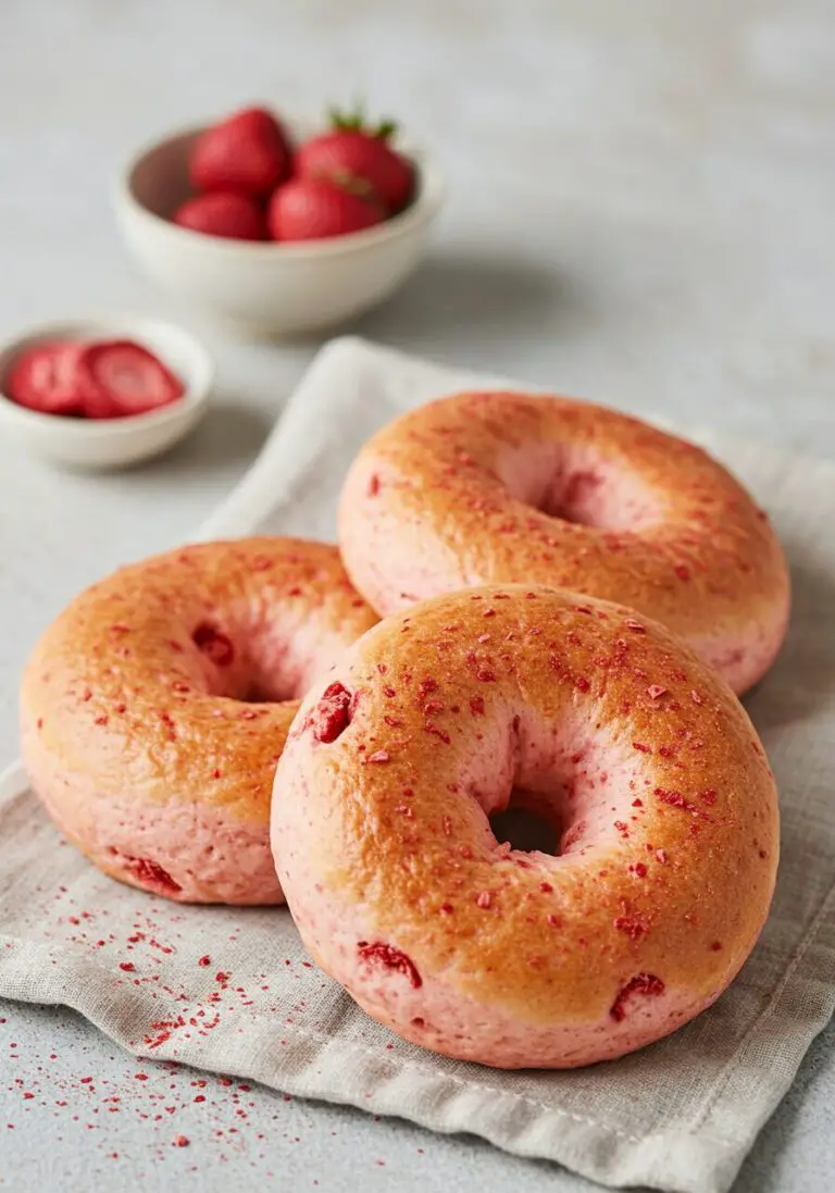 Strawberry Cottage Cheese Bagels