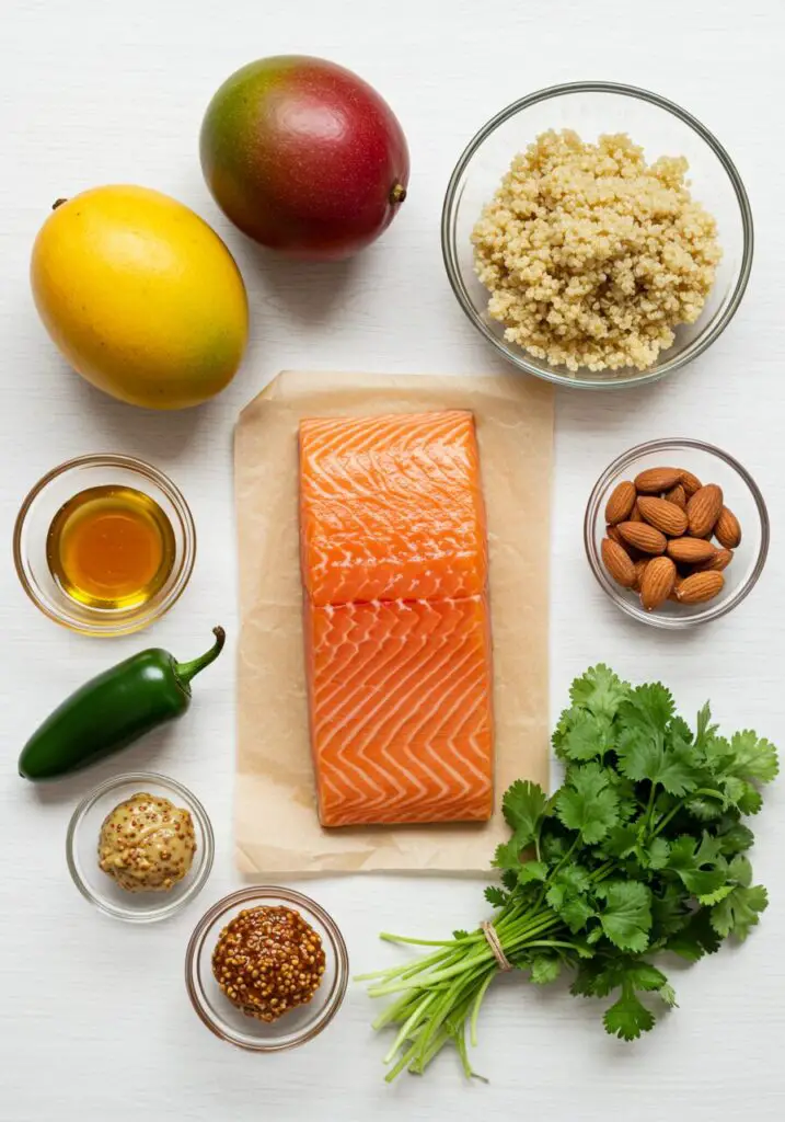 Honey Mustard Salmon with Mango Quinoa