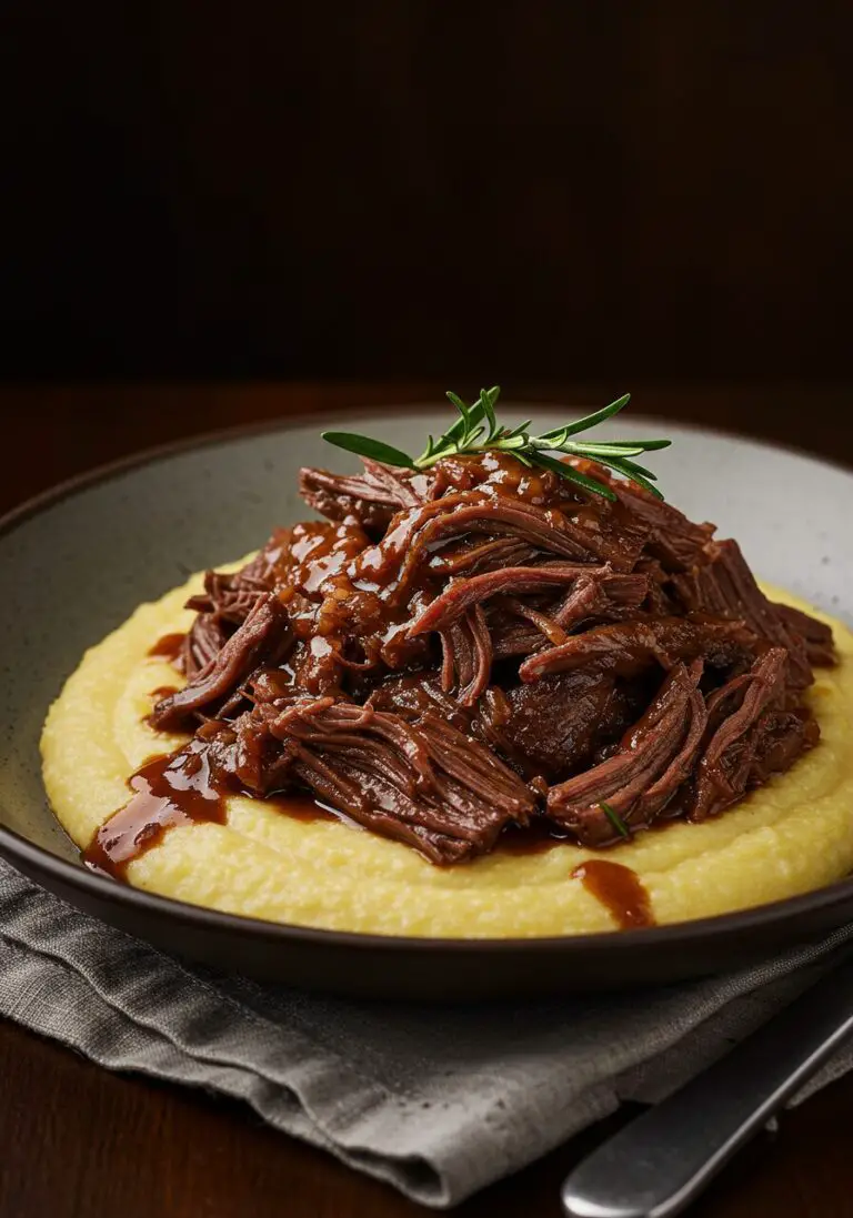 Melt-in-Your-Mouth Rosemary Braised Beef with Polenta
