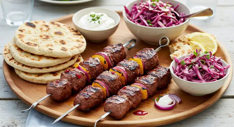 The Best Redcurrant Lamb Souvlaki (with Super-Easy Flatbreads!)