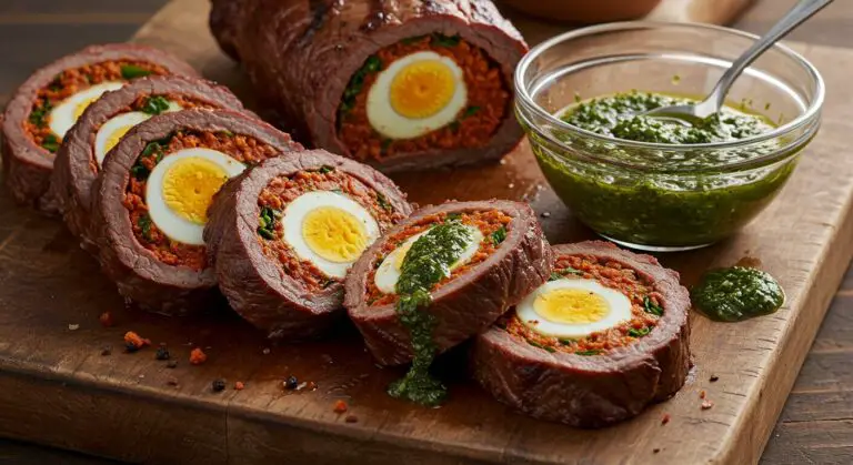 The Best Rolled Stuffed Flank Steak (with a Zesty Chimichurri!)