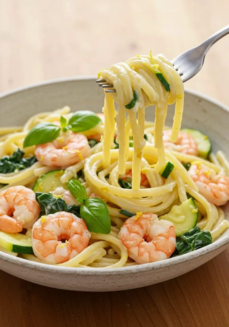 The Ultimate Weeknight Wonder: Creamy Chard & Zucchini Shrimp Alfredo!