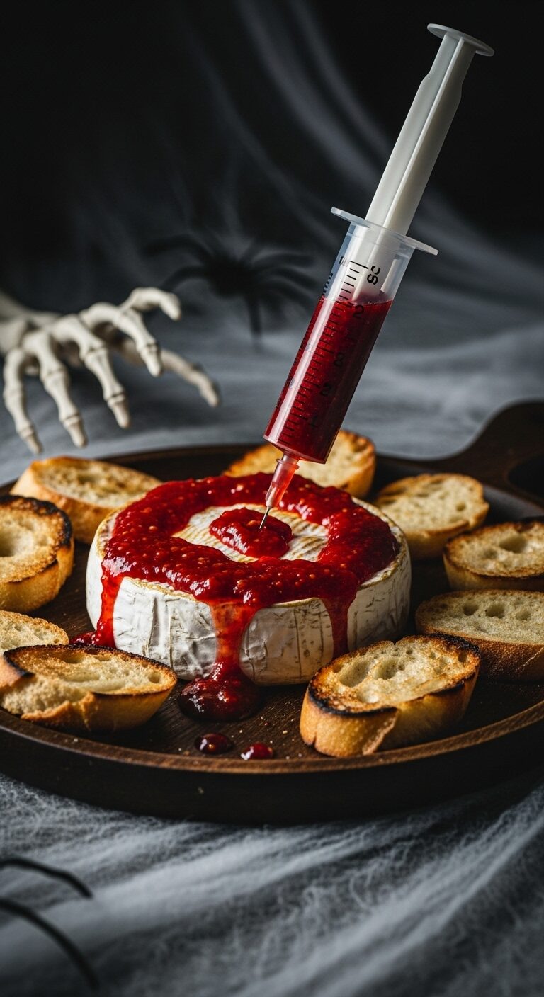 Bloody Baked Brie (The Easiest Spooky Halloween Appetizer!)