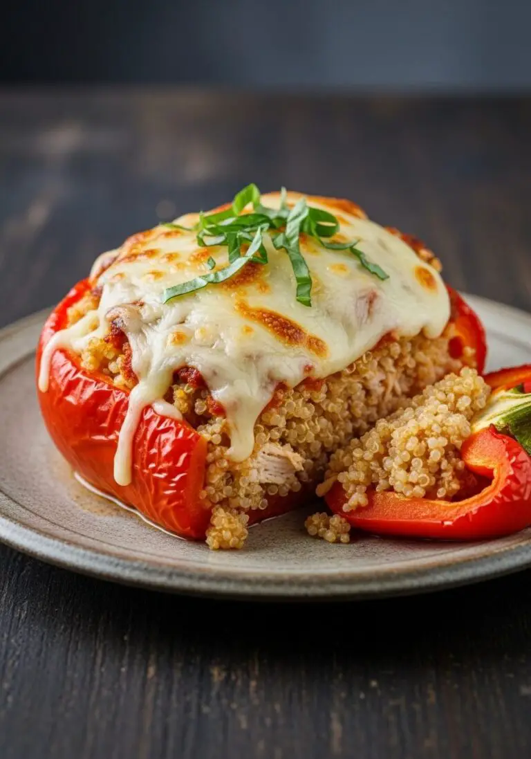 The Ultimate Chicken Parm Stuffed Peppers (Healthy & Easy!)