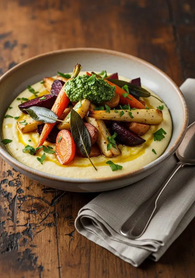 The Ultimate Roasted Root Vegetable & Goat Cheese Polenta Bowl (Healthy Comfort Food!)