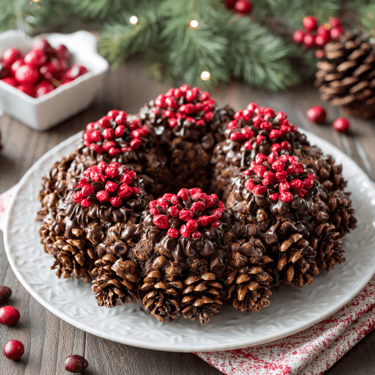 The Ultimate Pinecone Brownie Wreath (Stunning Holiday Treat!)