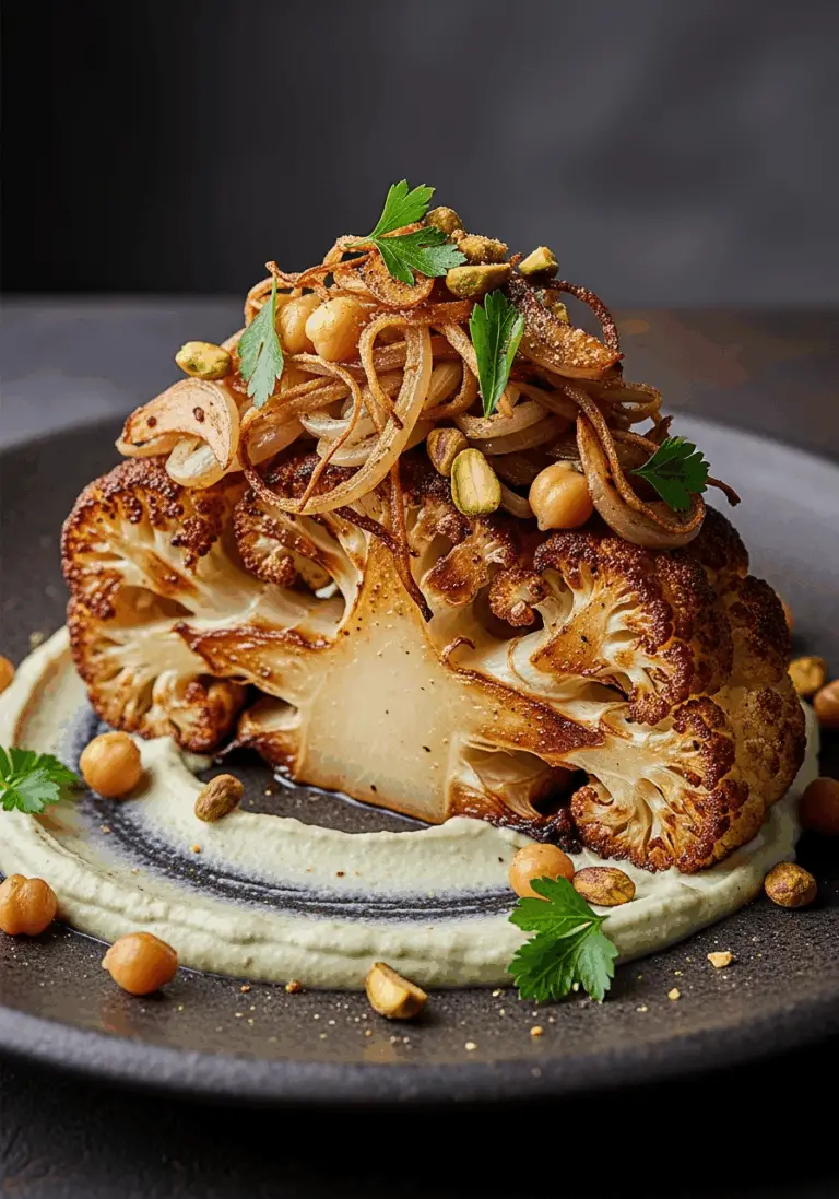 The Ultimate Cauliflower Steaks Dinner (with Caramelized Shallots & Tahini Sauce!)