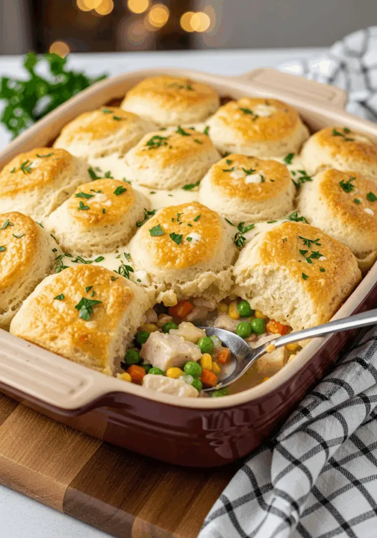 The Ultimate Chicken Pot Pie Casserole (with Biscuits!)