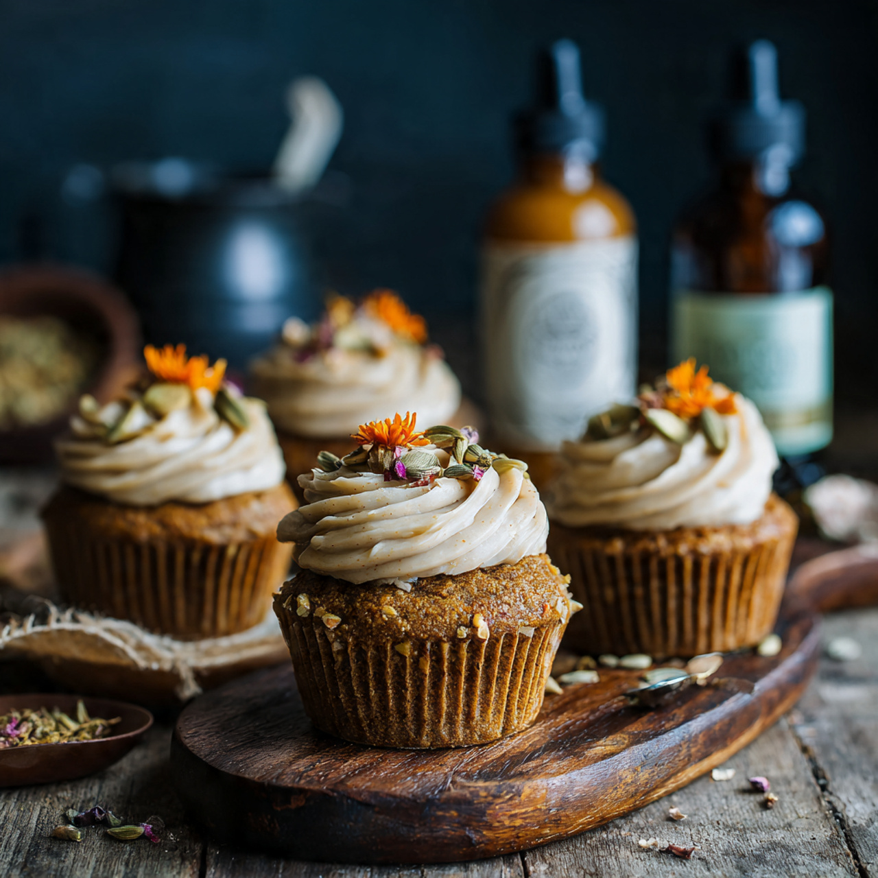 The Ultimate Chai Carrot Cupcakes with Maple Frosting