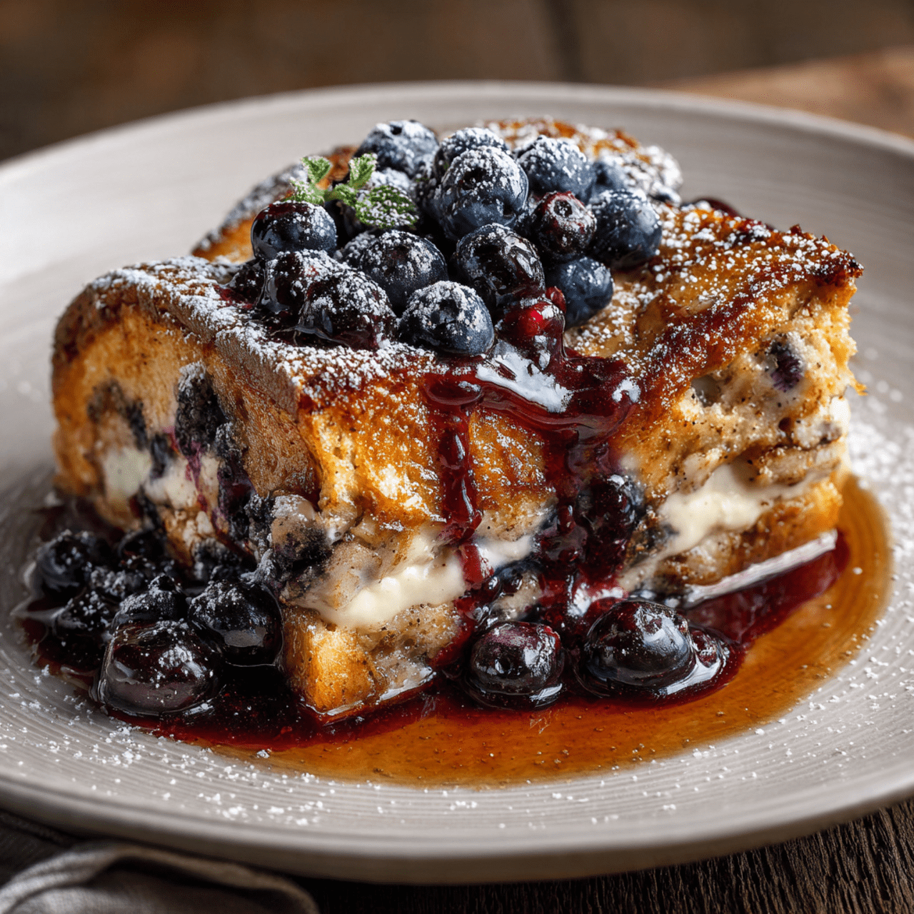 The Ultimate Blueberry Stuffed French Toast Casserole (Make-Ahead!)