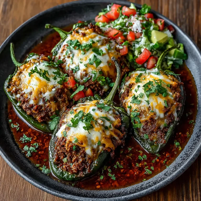 Easy Stuffed Poblano Peppers with Beef and Rice (High-Protein Meal!)