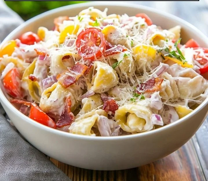 Delicious grinder tortellini salad with fresh ingredients and vibrant colors