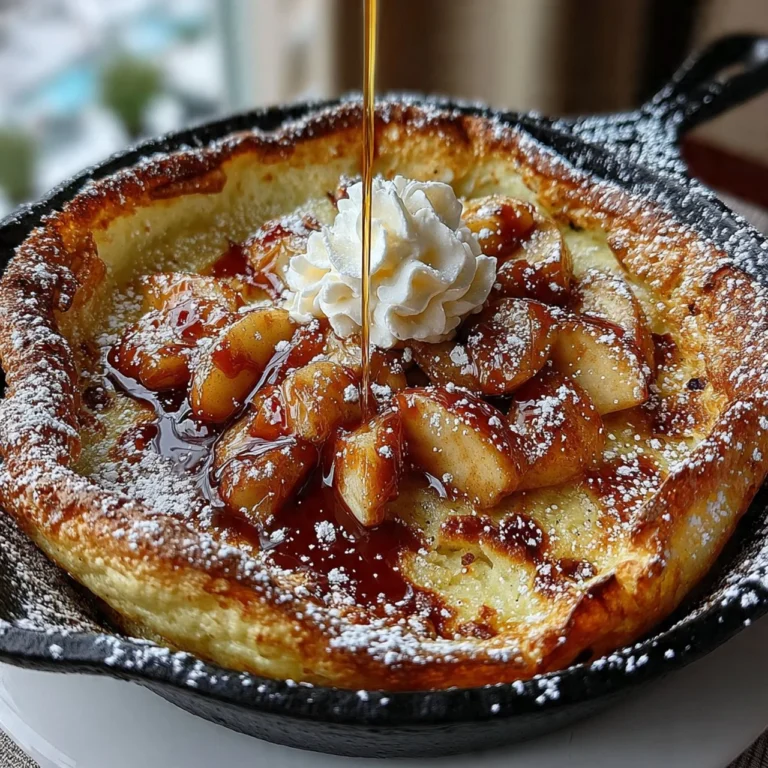 Delicious Caramel Apple Dutch Baby Pancake served on a plate