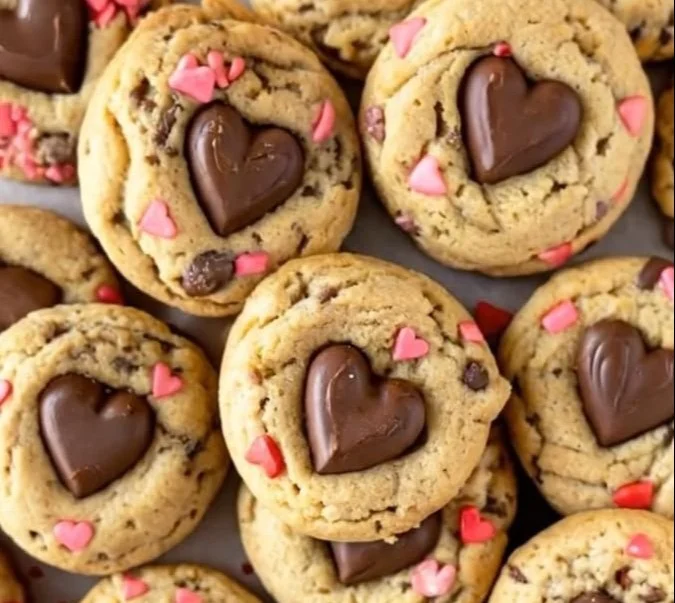 Delicious Chocolate Heart Thumbprint Cookies decorated with colorful icing.