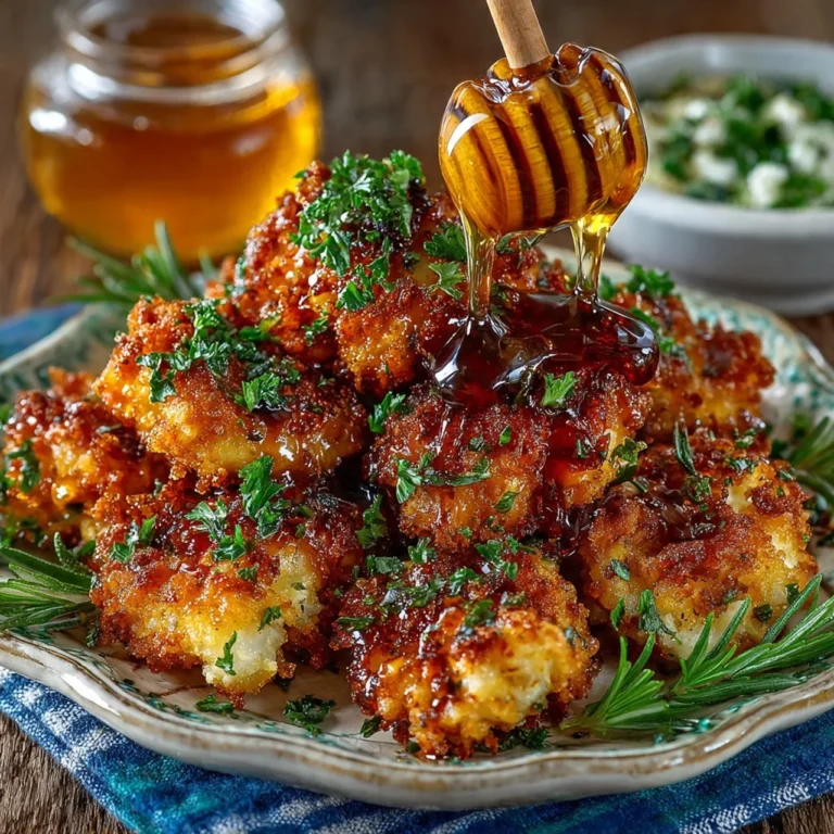 Crispy hot honey ranch chicken bites served on a platter for game day snacks