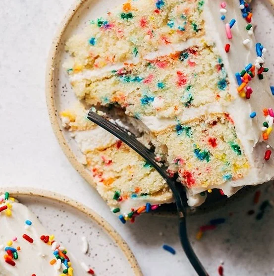 Delicious Funfetti Cake topped with colorful sprinkles for celebrations