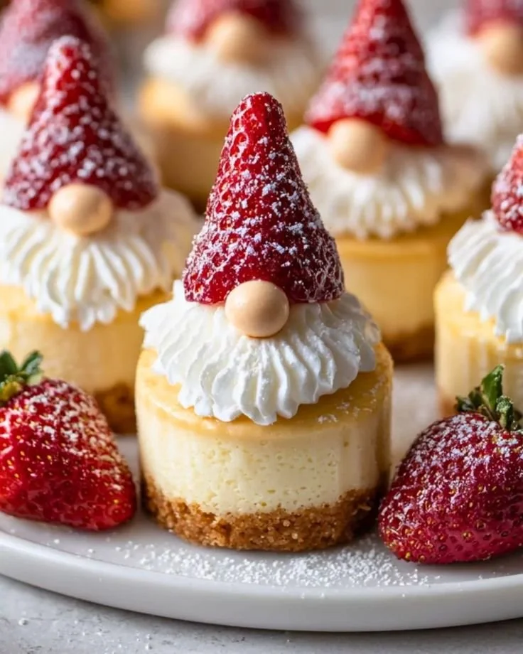 Gnome Mini Cheesecakes topped with decorative gnome figures