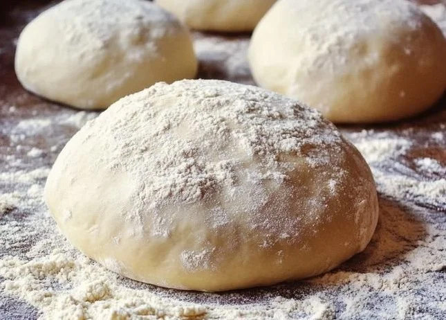 Homemade pizza dough ingredients and preparation process