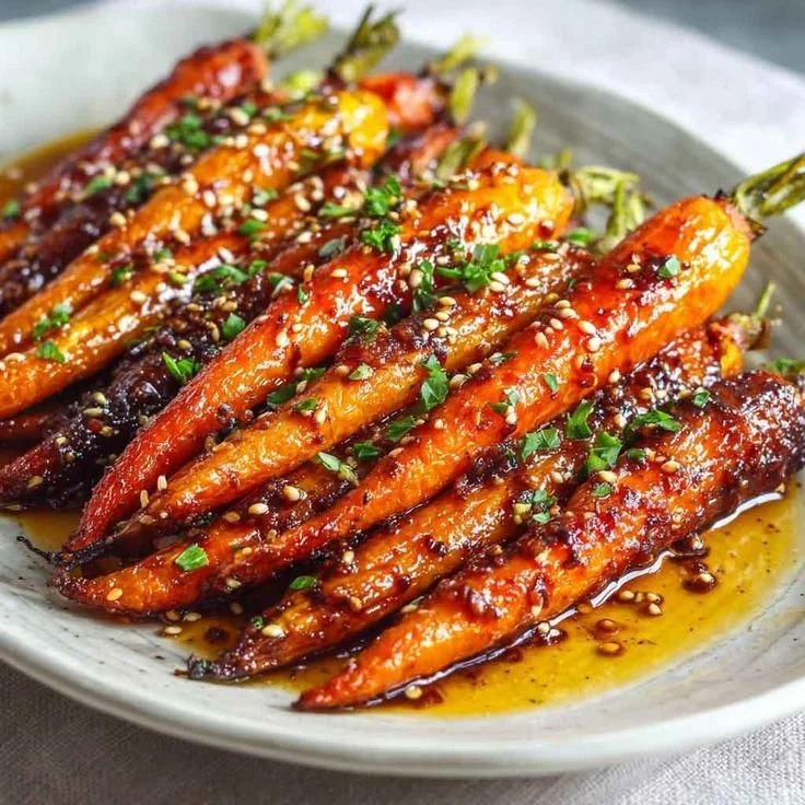 Honey Garlic Roasted Carrots recipe dish with sweet and buttery flavor