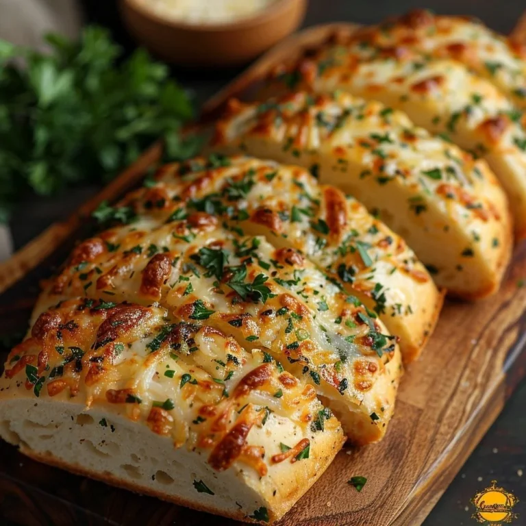 Freshly baked Italian Herbs and Cheese Bread with herbs and melted cheese