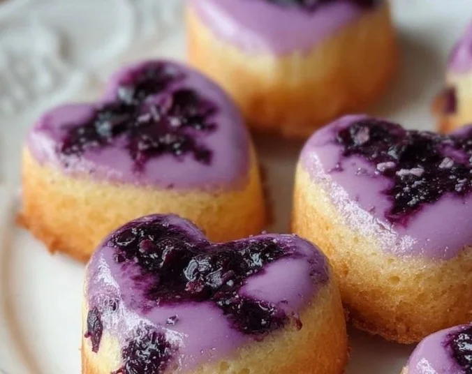 Lavender Blueberry Tea Cakes ready for serving, showcasing floral and fruity flavors.