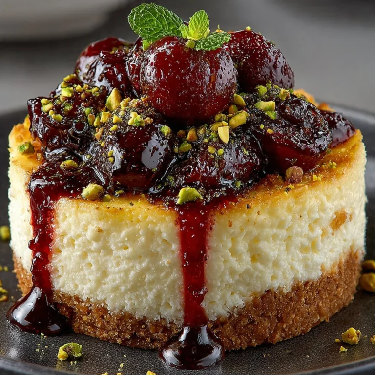 Lemon-lime cherry pistachio cheesecake topped with cherries and pistachios