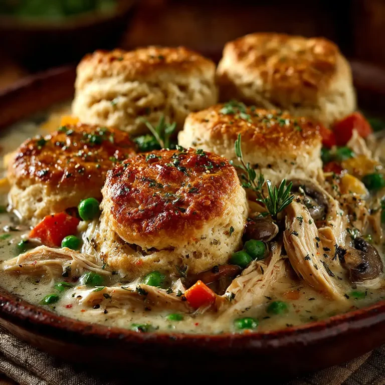 Easy Slow Cooker Chicken Pot Pie with Biscuit Topping