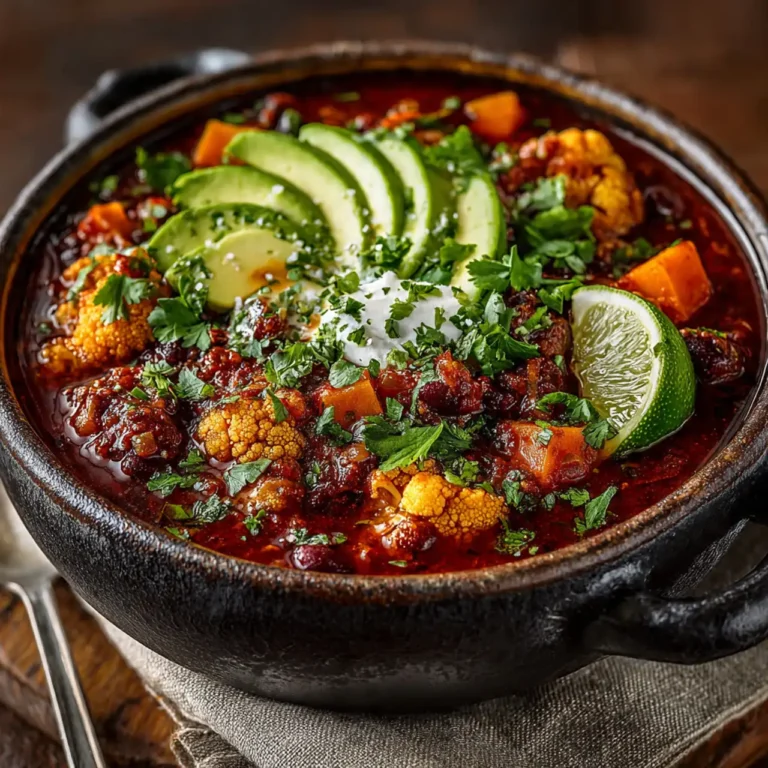 Hearty Vegetarian Cauliflower Chili with Three Beans (Protein-Packed)