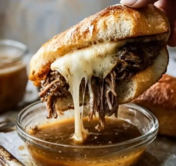 Slow Cooker French Dip Sandwiches with tender beef and au jus