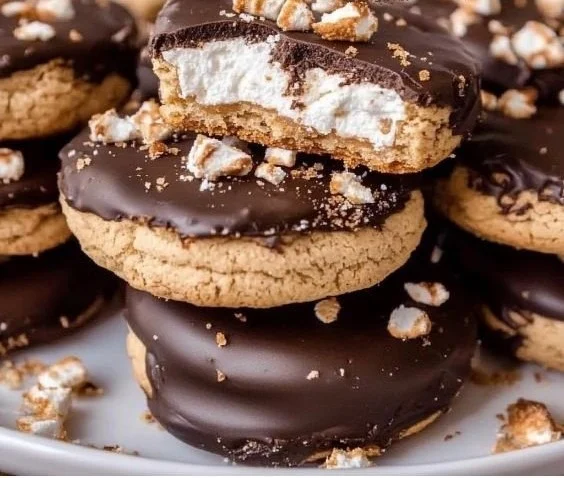 S'mores Cracker Cookies with chocolate, marshmallows, and graham crackers.