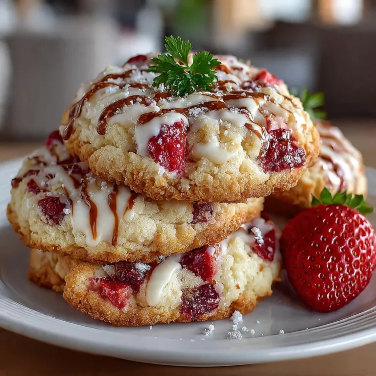 Delicious Strawberry Cheesecake Cookies with fresh strawberries and creamy frosting