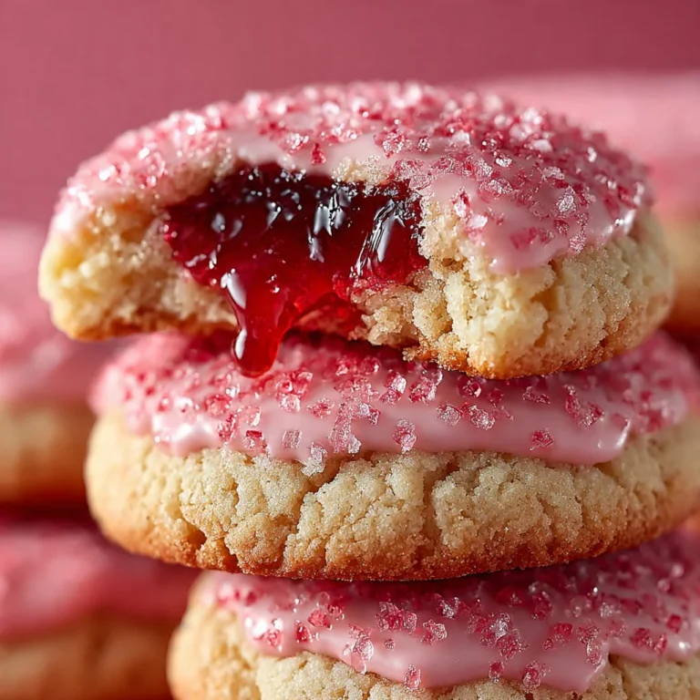 Strawberry Frosted Cherry Cookies with vibrant frosting on a baking tray