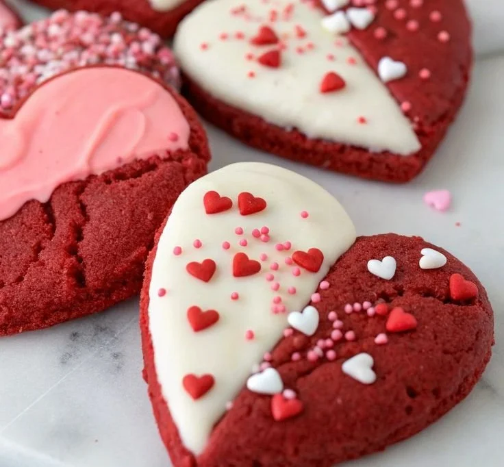 Delicious Valentine's Day red velvet cookies with cream cheese frosting