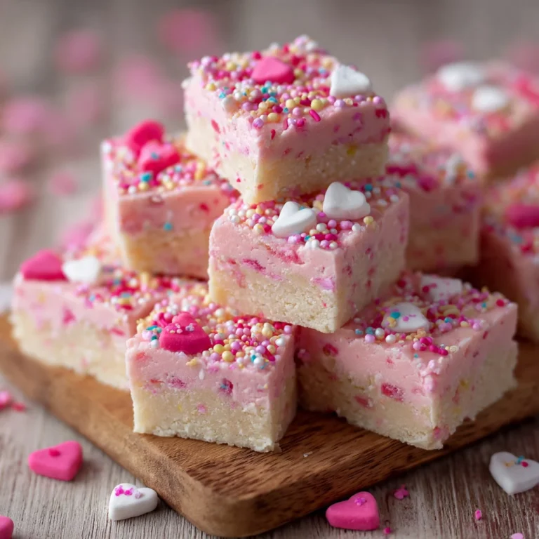 Valentine's Day sugar cookie fudge dessert on a decorative plate.