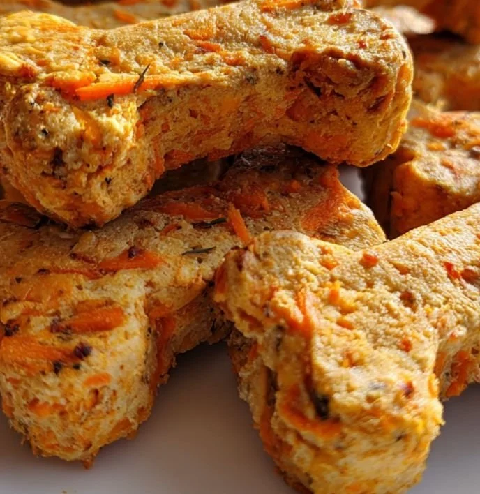 Homemade apple and carrot hard bones for dogs