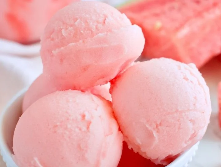 Refreshing watermelon sorbet made with 2 ingredients in a Ninja Creami.