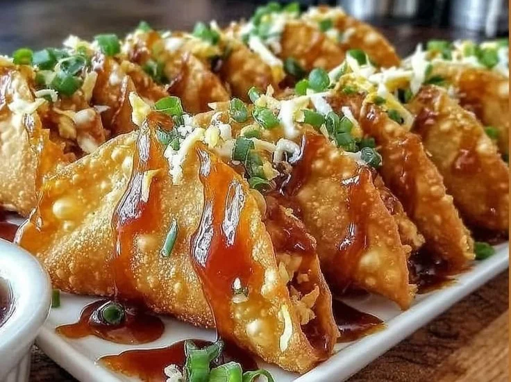 Delicious Chicken Wonton Tacos from Applebee's served on a plate.