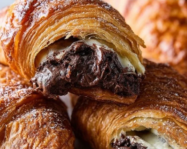 Delicious brownie batter croissants recipe featuring flaky pastry and rich chocolate.