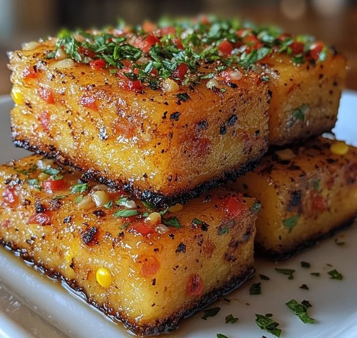 Plate of delicious homemade cornbread poppers served with dipping sauces