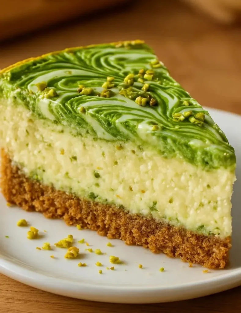 St. Patrick's Day pistachio white chocolate cheesecake dessert