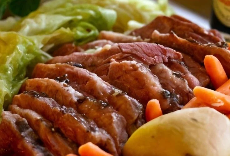 Gordon Ramsay's corned beef and cabbage dish served on a plate.
