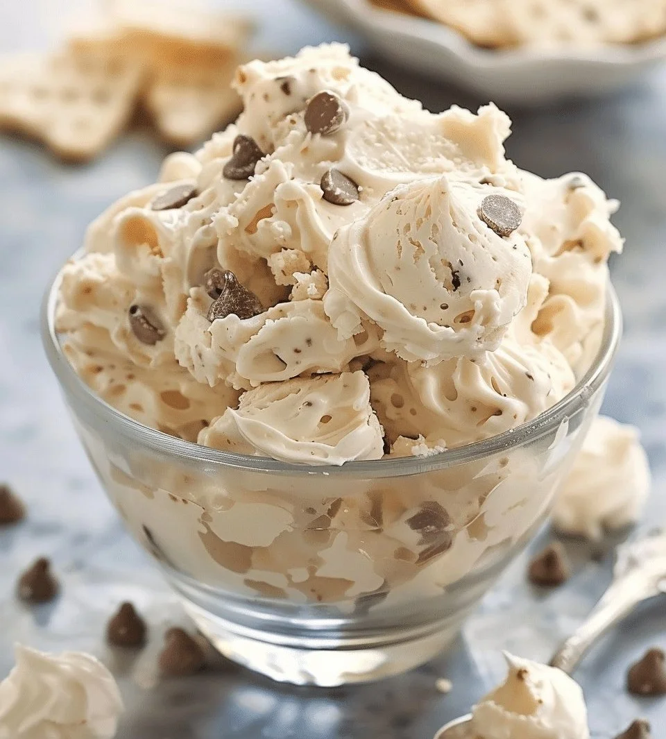 Delicious Greek yogurt cookie dough on a wooden table