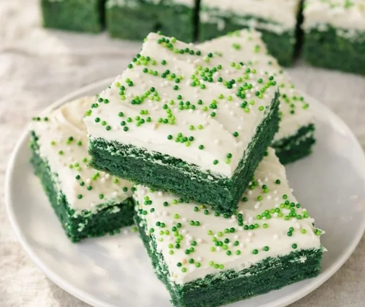 Delicious green velvet brownies with a fudgy texture and vibrant color.