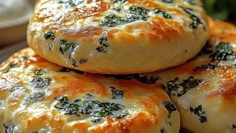 Delicious spinach cottage cheese flagels on a plate, ready to enjoy.