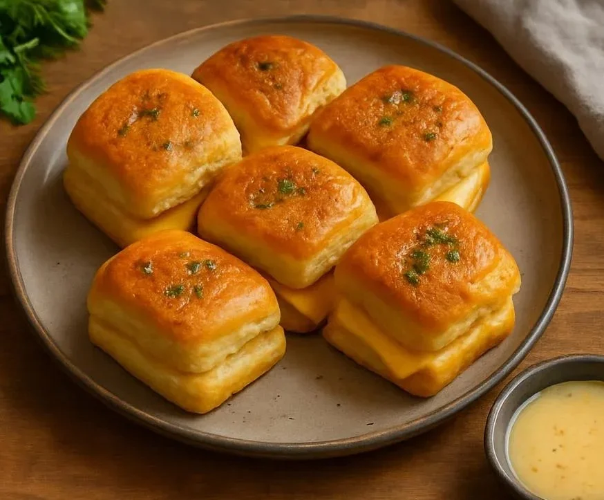 Mini grilled cheese Hawaiian rolls served on a platter
